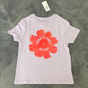 Kids Lavender T-Shirt with Red Flower Design